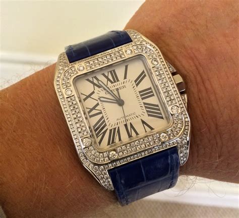 sanlosde cartier watch|cartier santos 100 diamond bezel.